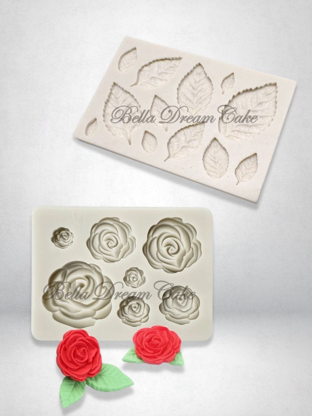 Set de 2 moules 3D | Feuilles et Roses